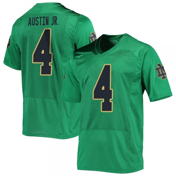 Kevin Austin Jr. Notre Dame Fighting Irish NCAA Men's #4 Green Replica College Stitched Football Jersey CZW2355YV